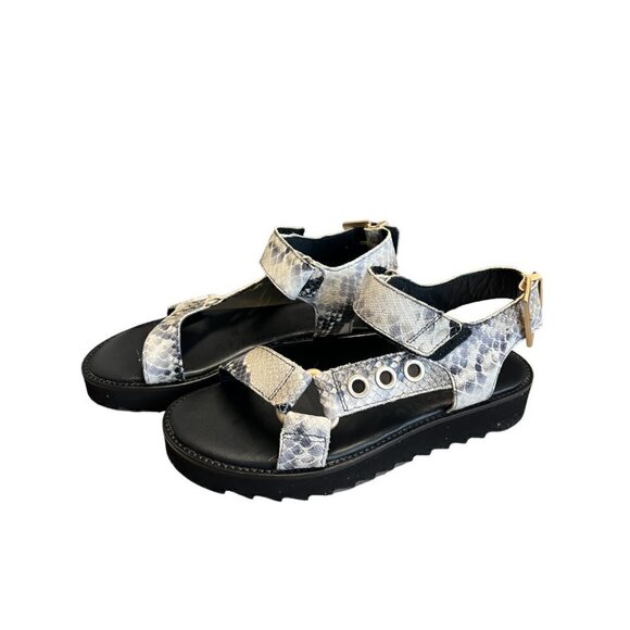 ALLSAINTS Women's Rhianne Embossed Leather Platform Sandals - Picture 8 of 9